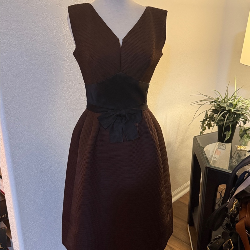 Adele Simpson Vintage Elegant Brown Sleeveless Dr… - image 1